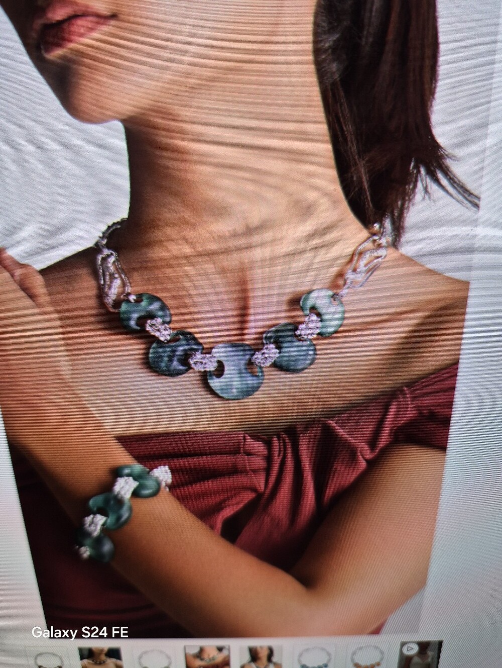 CUSTOM MADE  Brass Plated In Rhodium With Rasin Stones Necklace by JUDE BENHALIM